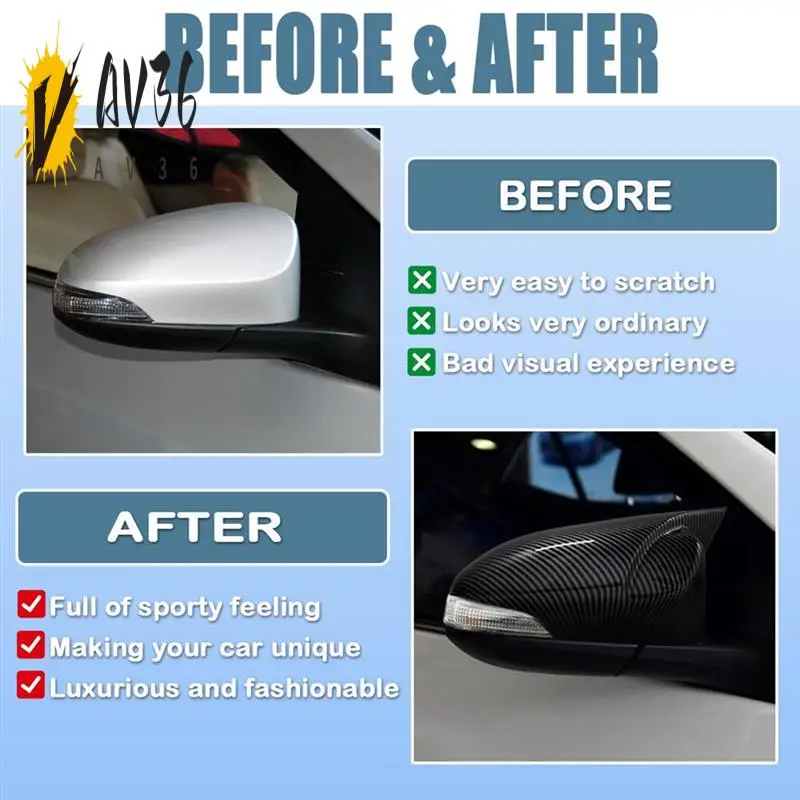 

AV36-Car Side Rearview Mirror Cover Caps For Toyota CHR C-HR 2017-2021 Door Side Mirror Cover Accessories