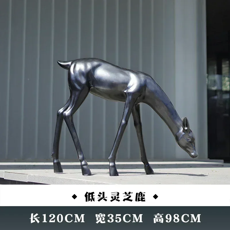 ExquisAbstract large fiberglass sculpture hotel clubhouse sika deer sales department interior modern decoration ornament