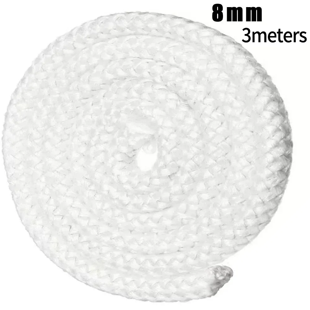 6/8/10/12mm White Gasket Cord Stove Door Fireplace Cord Fiberglass High Temperature Woodburner Sealing Rope Replacement