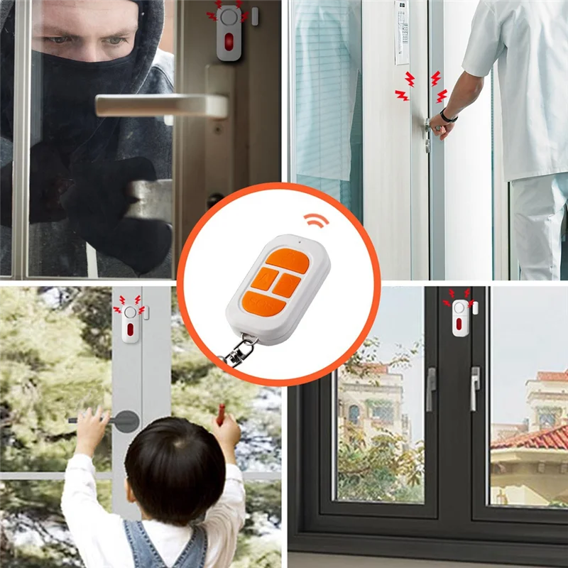 【Must-Haves】Door And Window Alarm Kit Multi-Functional Anti-Theft Alarm Kit Wireless Remote Control Door Sensor Alarm 130DB Door