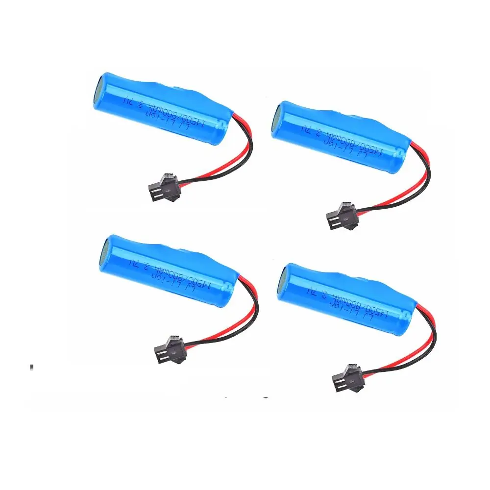 Rechargeable Lithium Ion Battery 14500 3.7V with SM-2P Plug for Electronics
