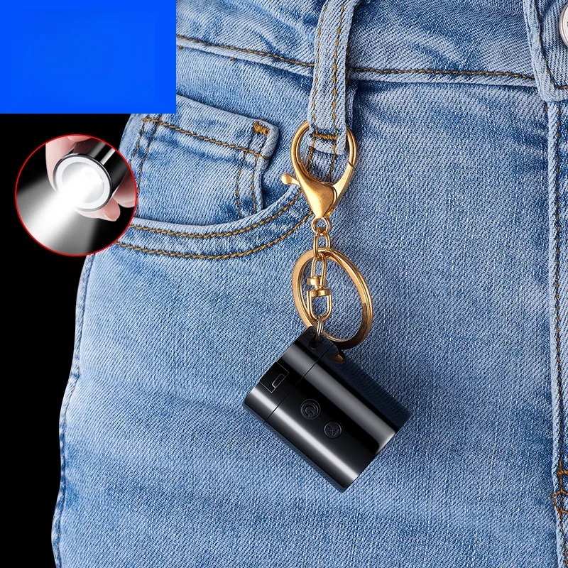 ولاعة سجائر صغيرة محمولة على شكل سلسلة مفاتيح متعددة الوظائف، ولاعة مقاومة للرياح لشحن USB مع مصباح يدوي بإضاءة LED #5