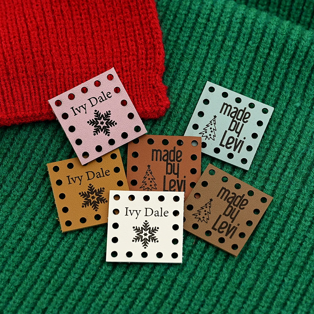 

Custom Leather Tags, Laser Engraved 38x38mm 1mm Eco-Friendly Leather, Personalized Logo for DIY Crafts & Handmade Projects
