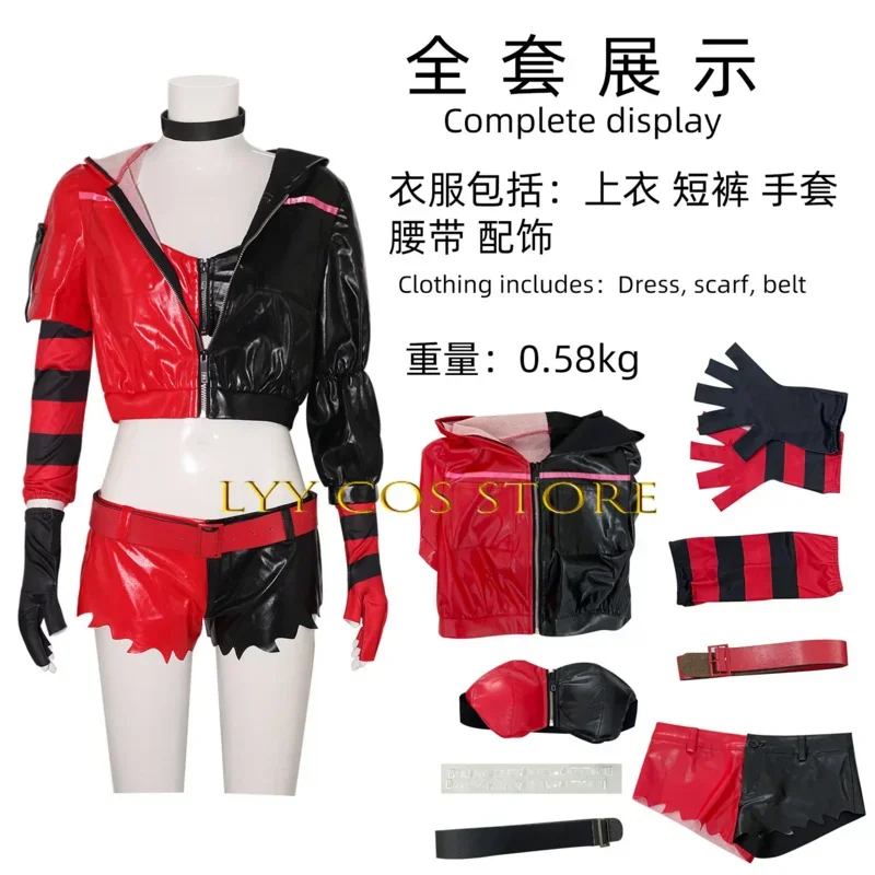 EE01 Costume cosplay Clown Harley Quinzel IDE isekai Joker ragazza scrolls parrucca uniforme set vestito da festa di Halloween per le donneIo0!