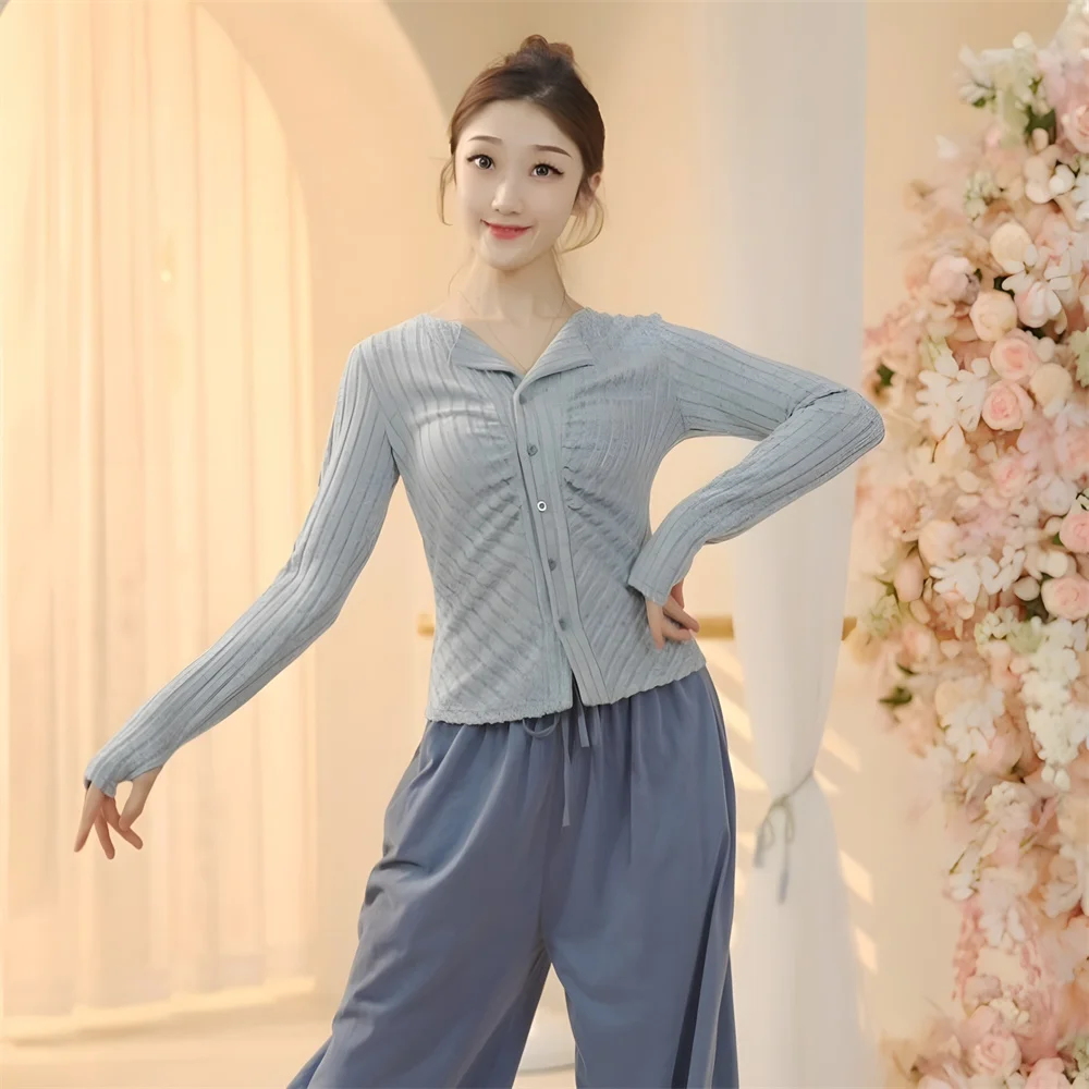 

Girls Modern Dance Shirts Spring Long Sleeves Women Ballet Yoga Top Ballet Tights Classical Dance Coat Jogging Daily Workout Top