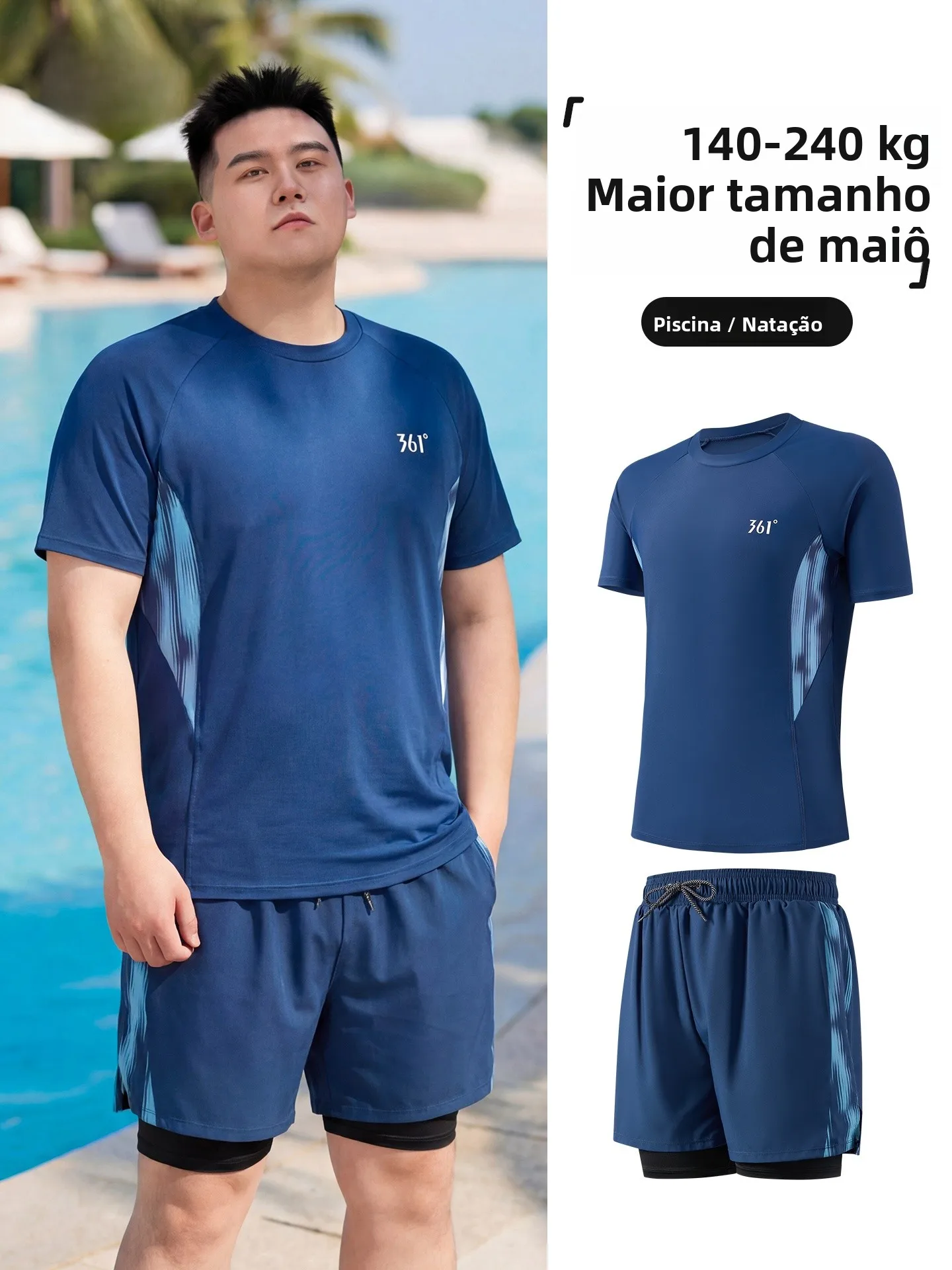 loose-fit-large-size-men's-swimming-suit-set-361°-high-elasticity-print-swimwear-comfortable-freedom-blue-color-swimming-gear