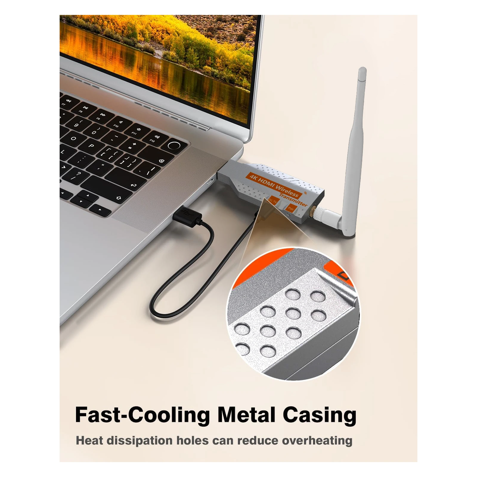 5.8G Wireless Video  HDMI Transmitter and Receiver, HDMI Extender Meeting Bluetooth Audio Transmitter for Laptop, TV, Projector