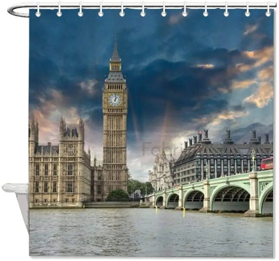 City Skyline Large London London Gifts Art Bathroom Shower Curtain Bathroom Decoration