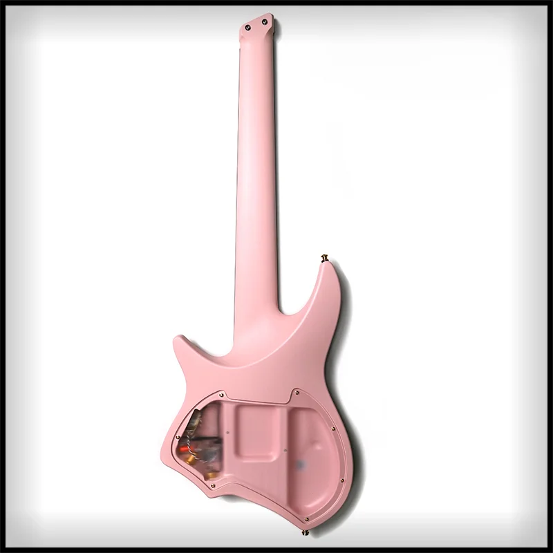 Headless Electric Guitar Pink Gold Color