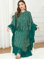 Elegant Muslim Dress Women Print Abaya Bat Sleeve Morocco Party Dress Kaftan Turkey Arab Long Robe Vestidos Dubai Maxi Dresses