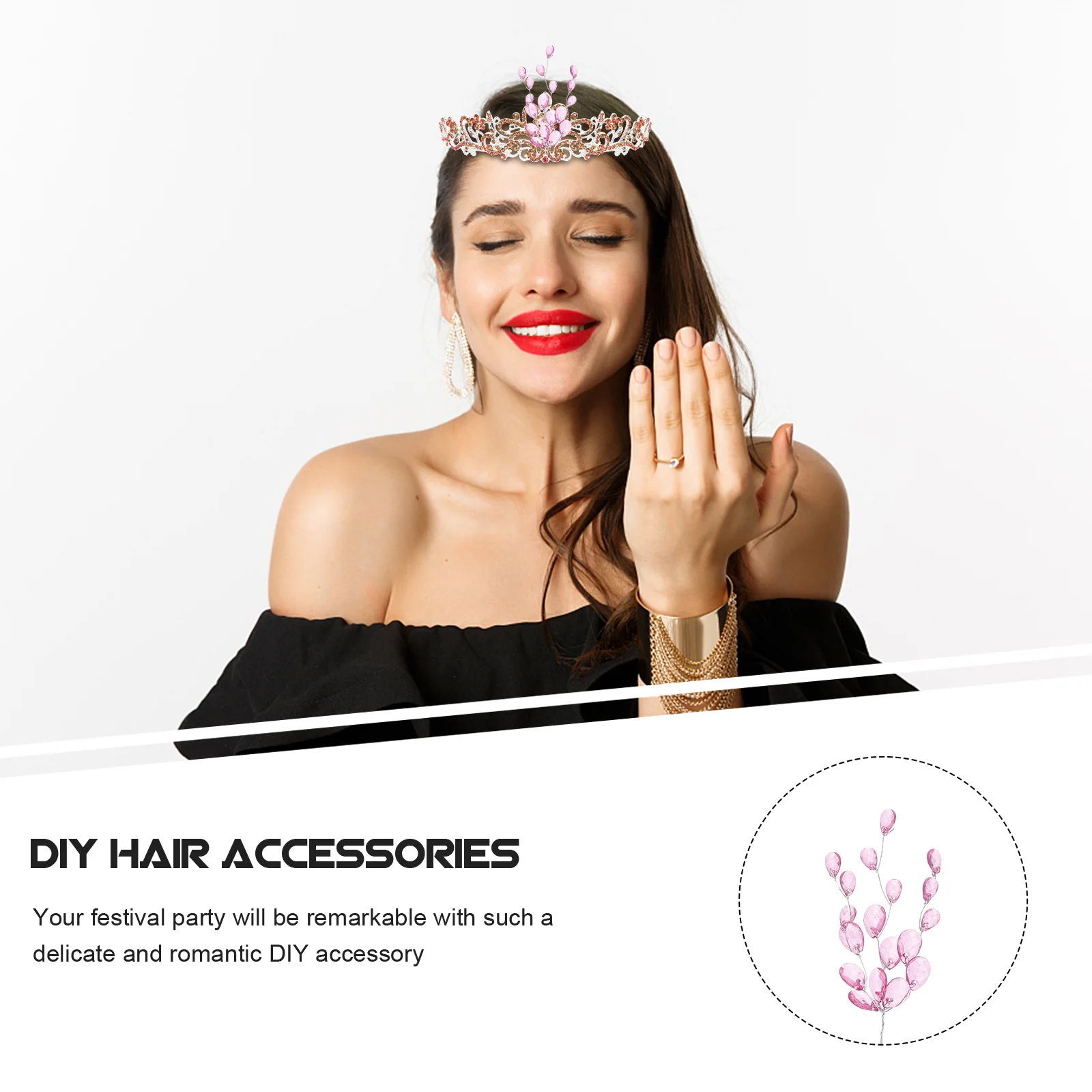 

50Pcs Bead Drops Flower Branch DIY Crown Supply Exquisite Wreath Accessories Acrylic Flower Branch DIY Wreath Decor