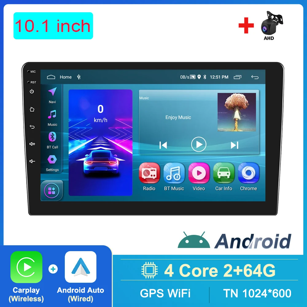 Leekooluu 2 Din 7 9 10 Inch Android Autoradio 2G 64G Universele Multimediaspeler Carplay Android Auto Autoradio Stereo Bluetooth