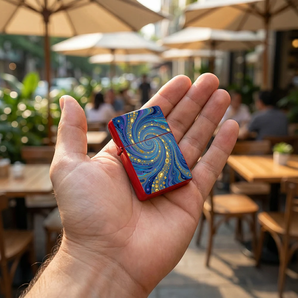 Flip Top Lighter Golden Blue C - Vintage Collectible Lighters 评论和价格