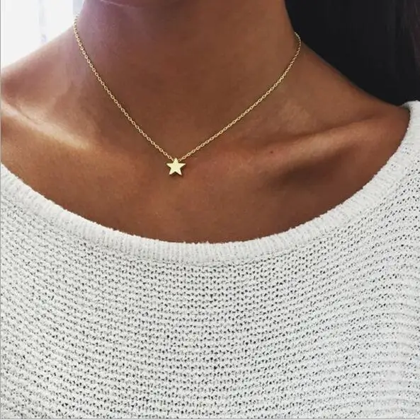 Aihua Hohe Qualität Schlüsselbein Kette Schmuck Gold Silber Farbe Vogel Taube Herzen Sterne Choker Halsketten für Frauen Täglichen Collares – Detail 3