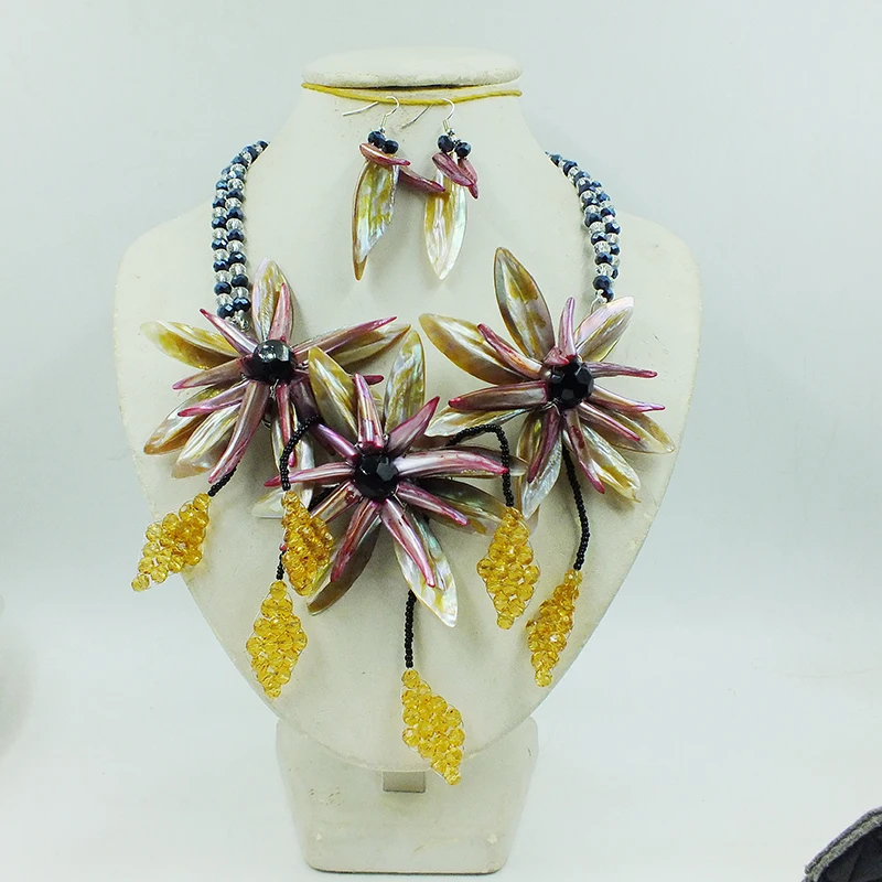 New African Design Wrap Freshwtaer pearl Flower Necklace 20