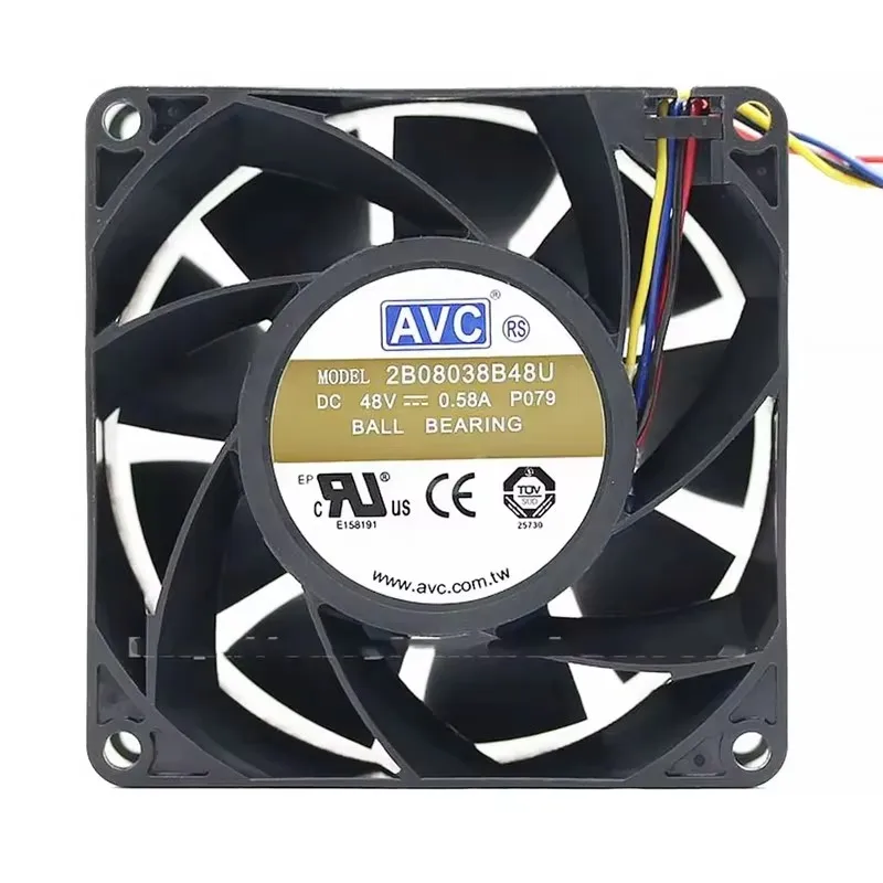 Original 2B08038B48U 48V 0.58A 80 * 80 * 38MM 8CM 4-wire PWM speed control chassis server Cooling fan