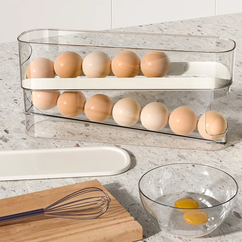 Refrigerator Egg Storage Box Automatic Scrolling Egg Holder Household Large Capacity Kitchen Dedicated Roll Off Egg Storage Rack