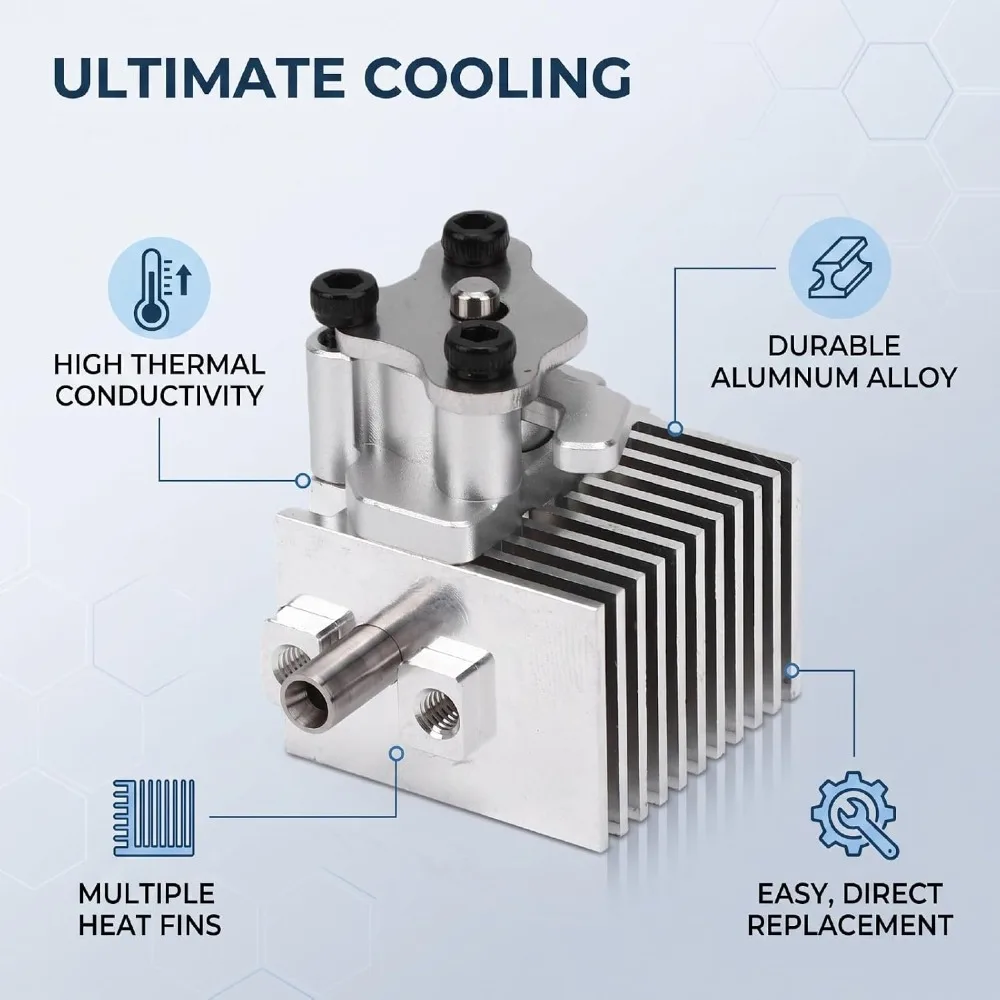 All Metal Hotend Heatsink Pre-Assembled Cooling Fins Hot End Cooling Block Aluminum Construction Presser Included