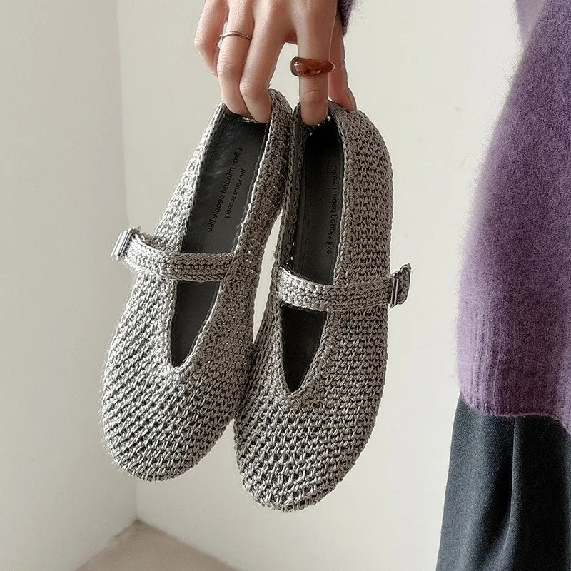 

New Spring/summer Women Shoe Round Toe Shoes for Women Fashion Hollow-out Low Heels Mary Janes Shoes Handmade Flat Shoes Female