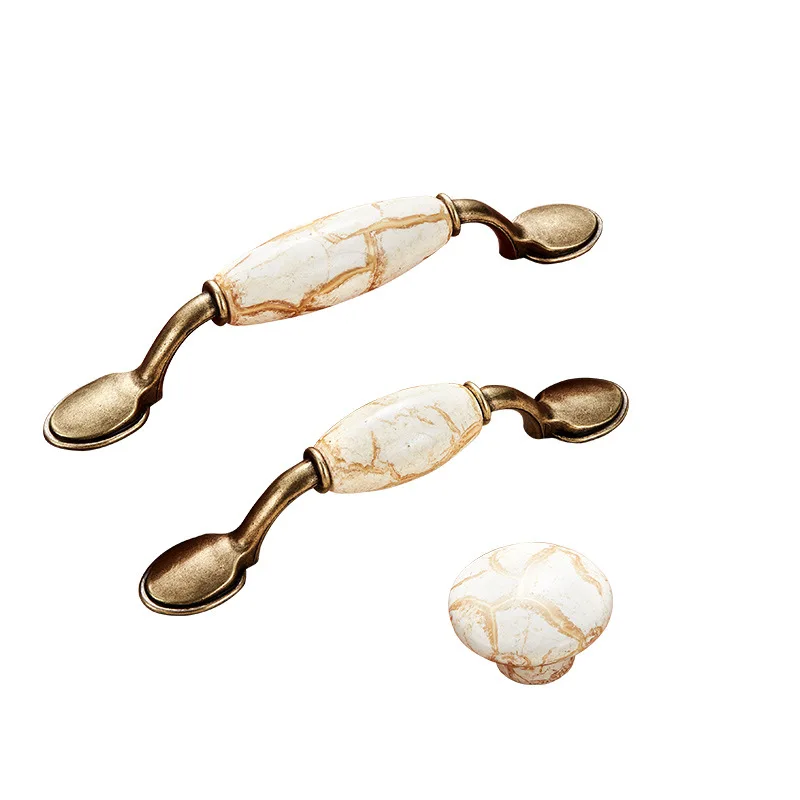 Marble Series Ceramic Cabinet Handles Cabinet Pulls Drawer Knobs Wardrobe Door Handles Furniture Handle