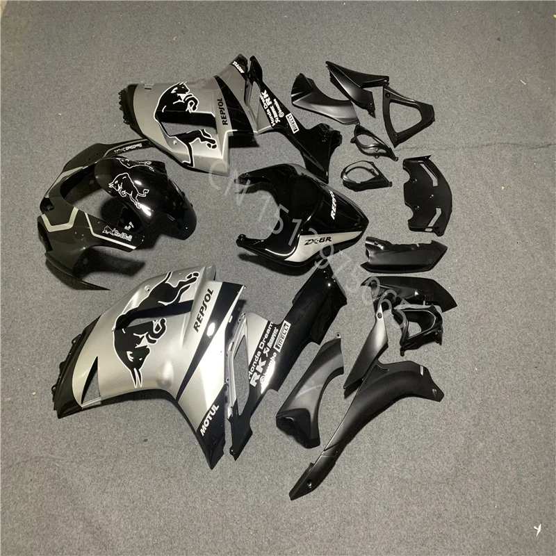 Motorcycle Plastic fairing for Kawasaki   ZX6R 07 08  ZX6R 2007 2008  Injection molding  ZX6R 07- 08  black gray fairing