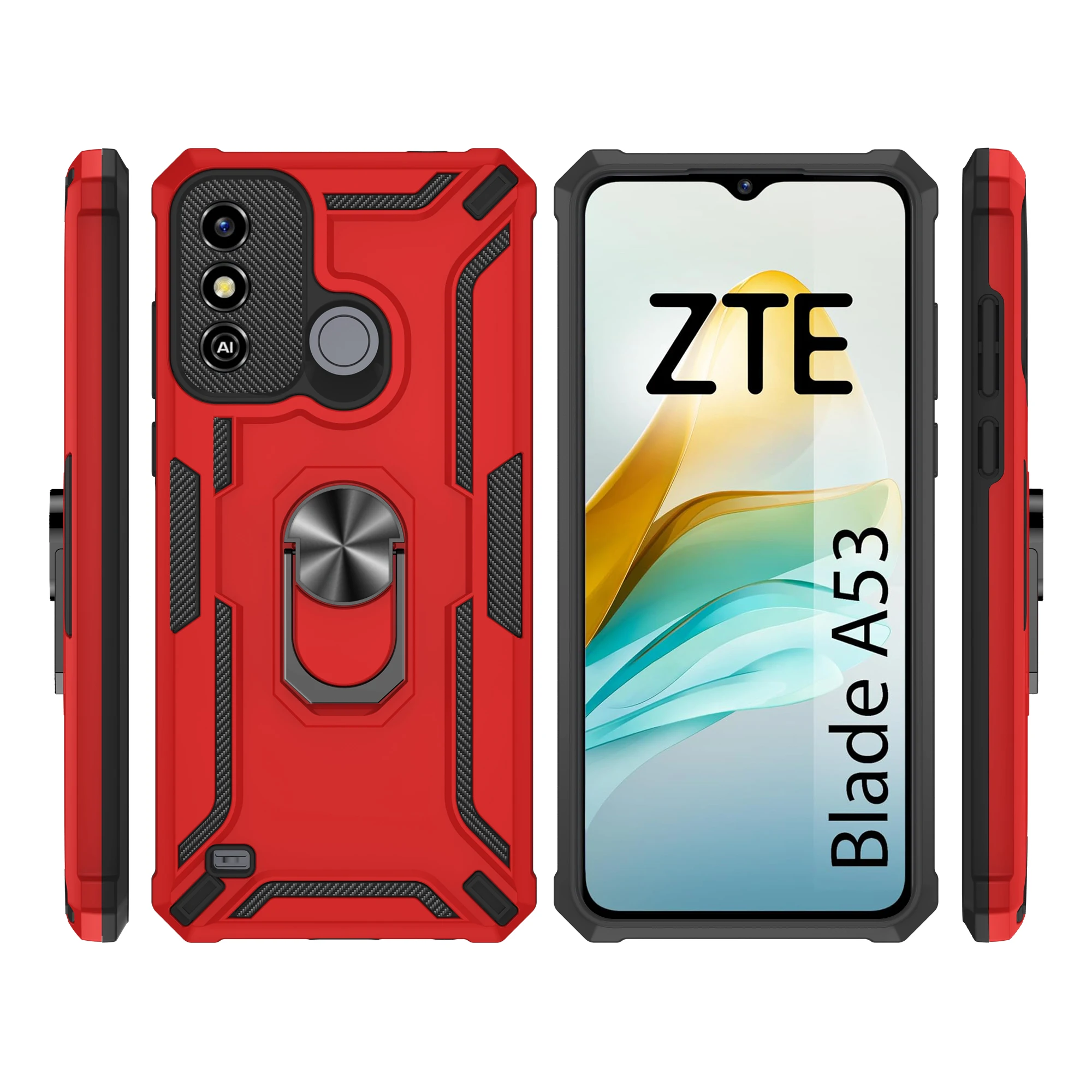 

TPU PC Shockproof Combo Hybrid Kickstand Cover Fundas for ZTE Blade A53 A52