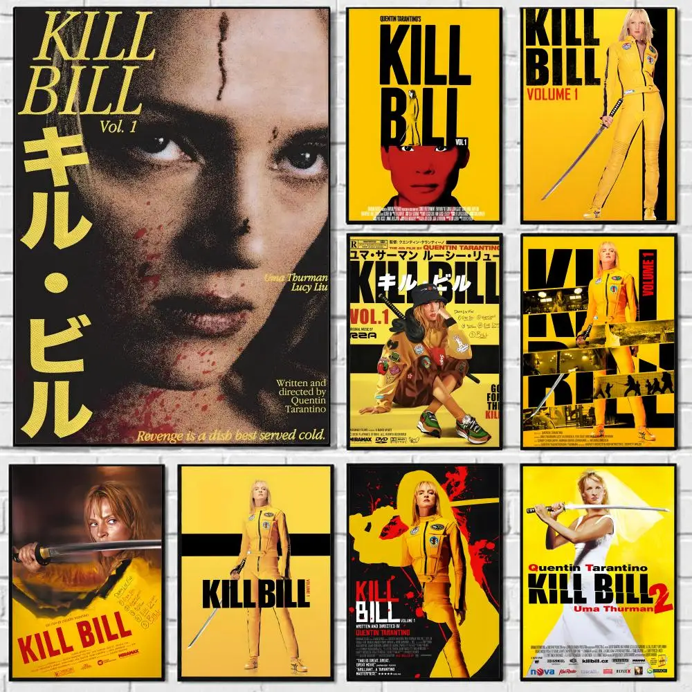 Movie Kill Bill Poster Self-adhesive Art Waterproof Paper Sticker Coffee House Bar Room Wall Decor