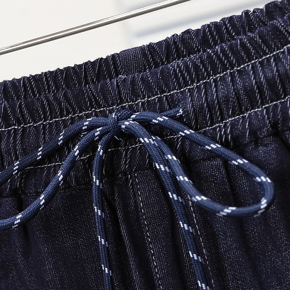 Femmes été bleu profond Denim pantalon taille élastique ample cheville longueur jean polyvalent femme loisirs déplacements pantalons longs L-3XL