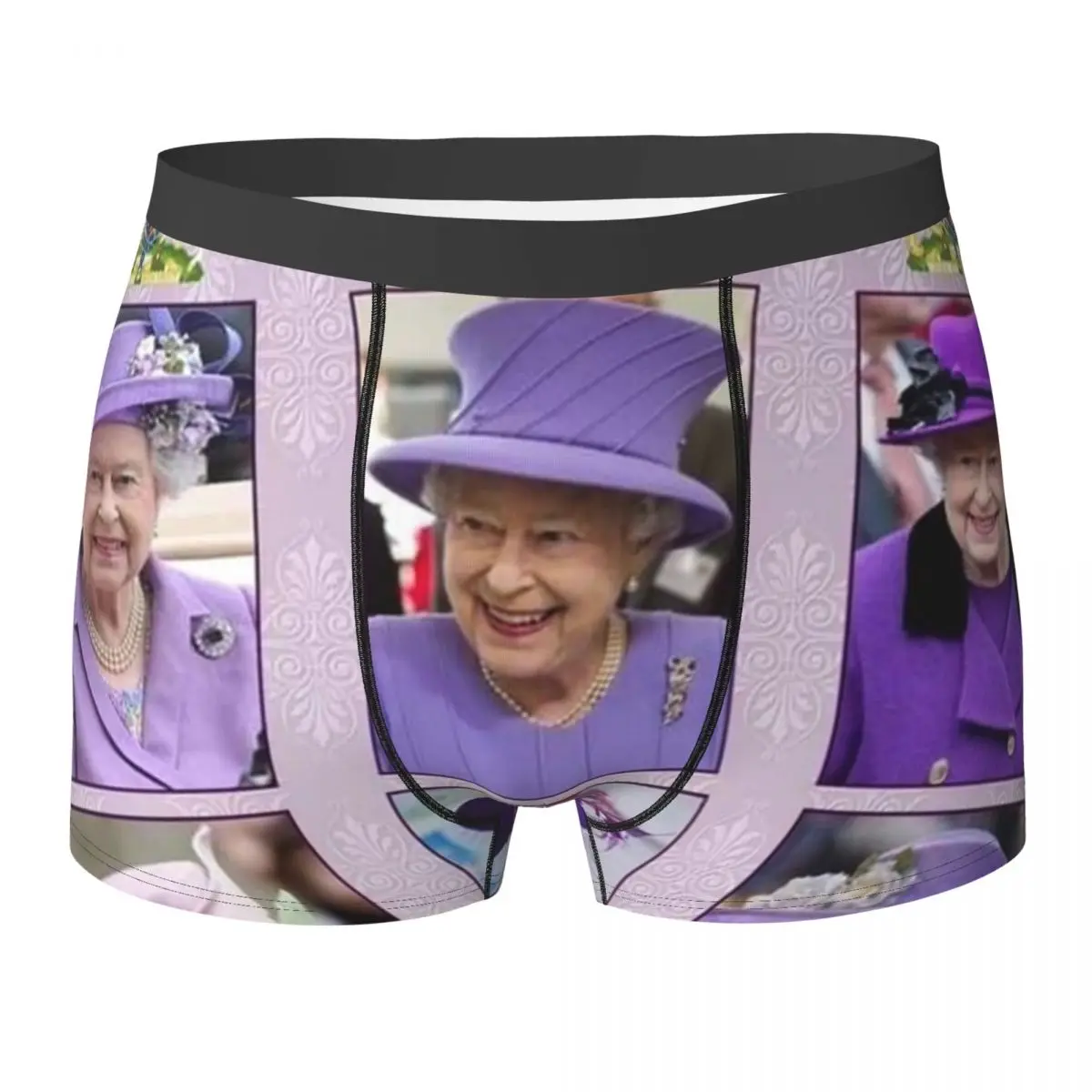 

Elizabeth II Underwear Princess Purple Hats Man Underpants Printed Sexy Boxershorts Hot Boxer Brief Plus Size 2XL