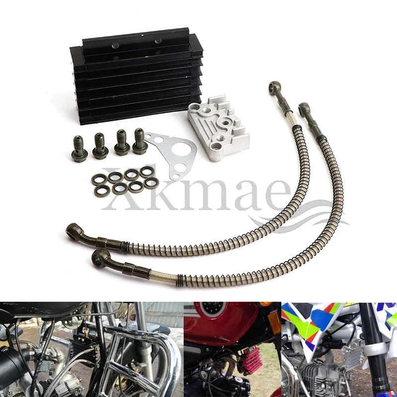 

CNC Oil Cooler Kit Radiator Aluminium Adapter Engine Cylinder Cover Cooling For ATV Pit Dirt Bike motocross motocycle 50CC-125CC