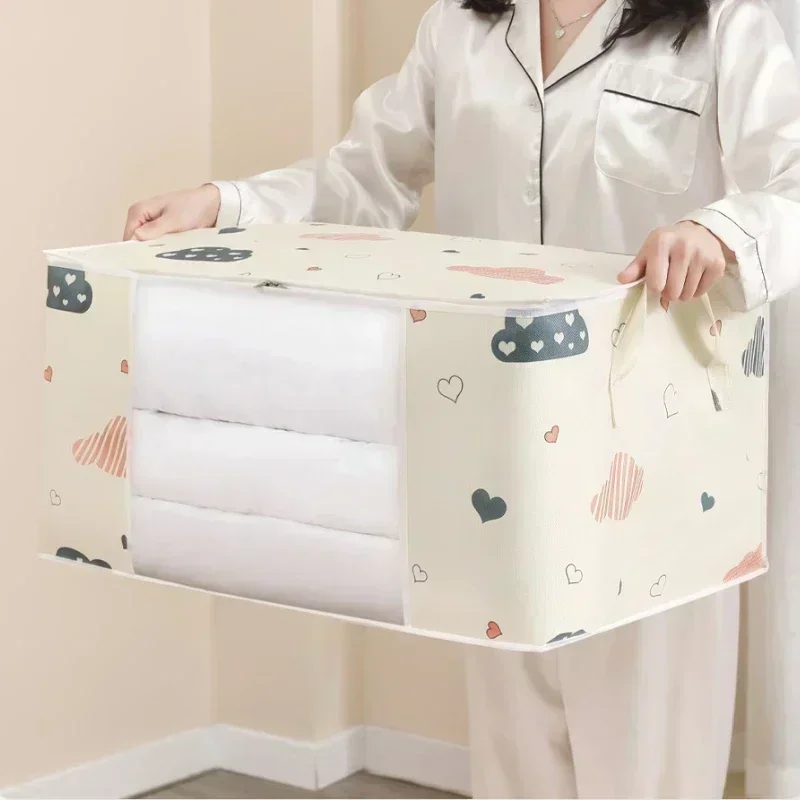 1pc Large/Small Quilt Clothes Storage - View window dust-proof bag, clothing sorting bag, dormitory moving hand-held packing bag