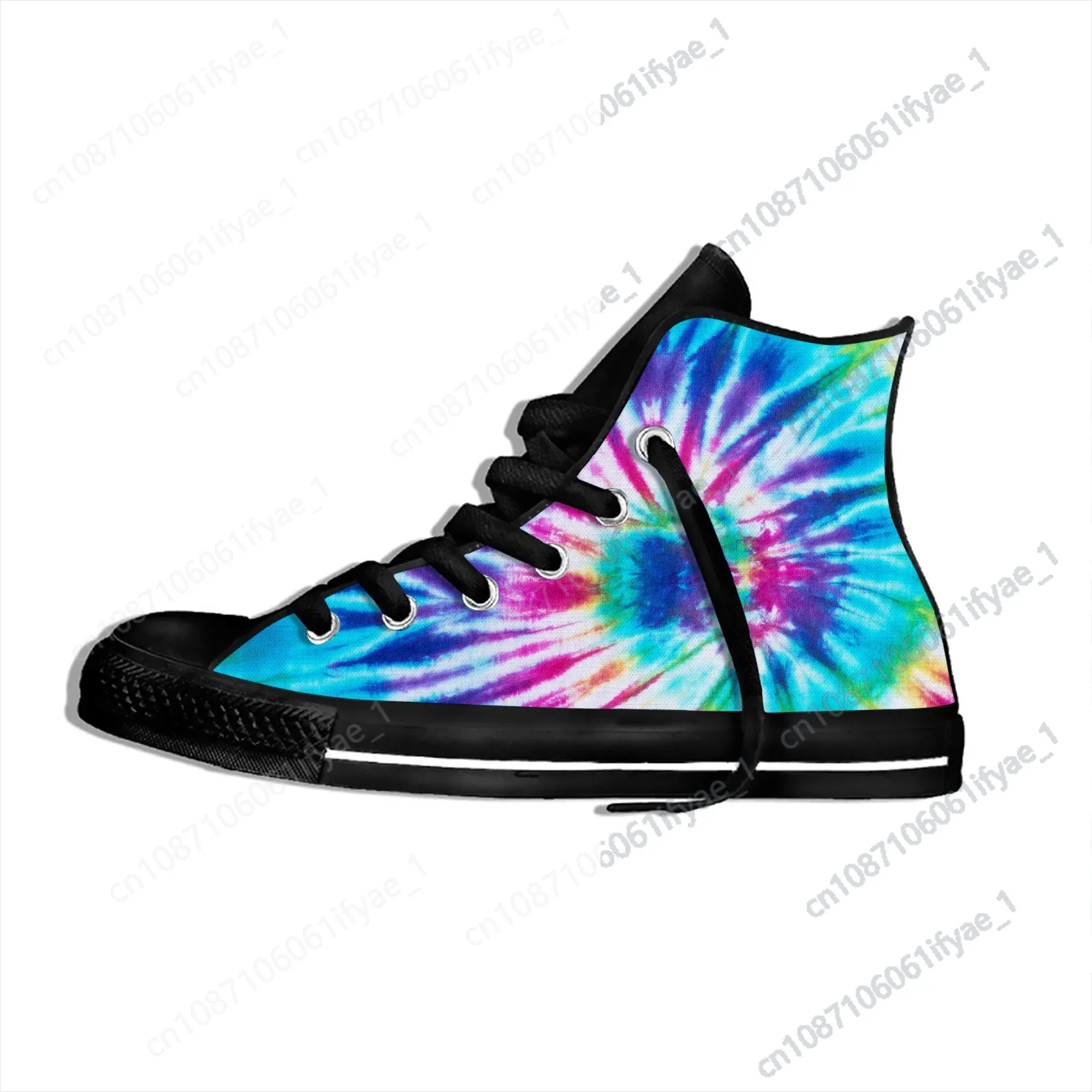 Sapatos de lona unisex Tie Dye multicolor, tênis casuais, sapatos clássicos, top alto, design inovador, quente, legal, verão, moda