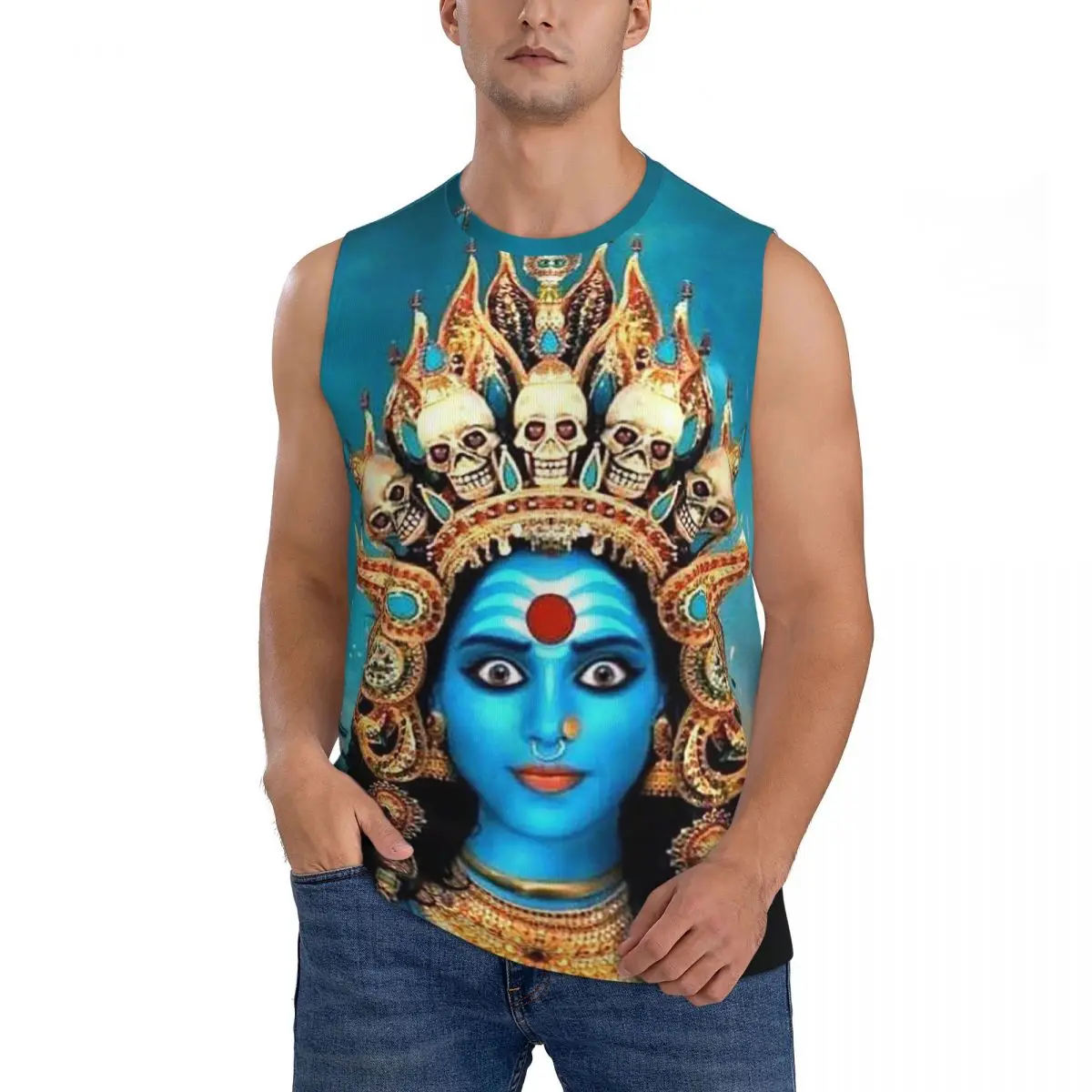 Cosmic Kali Ma - Hindu Goddess Of Destruction Men Sleeveless Tank Tops Quick Dry Breathable Gym Fitness Running Sport Vest