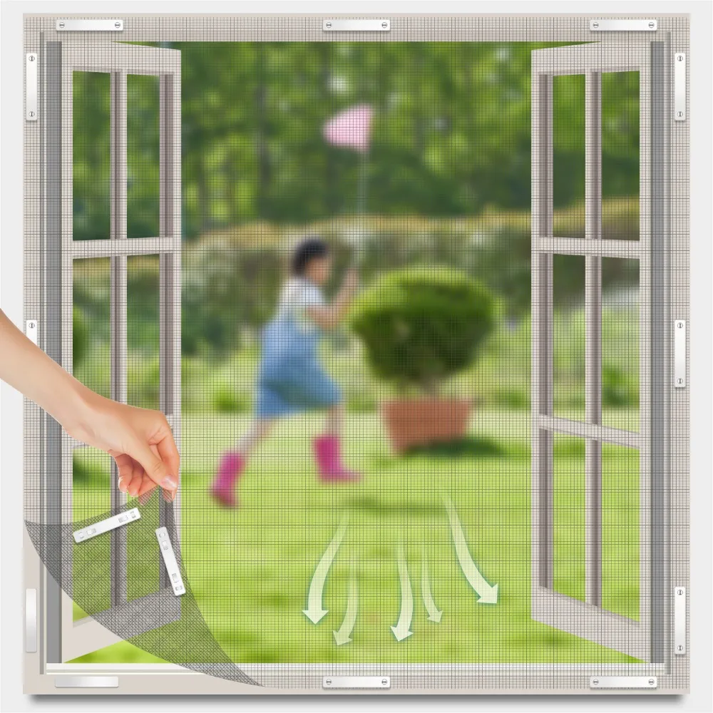 New Magnetic Window Screen Clip Prevention Insect Door Window Screen Netting Fixation Buckle Free-Drilling Installation Clip