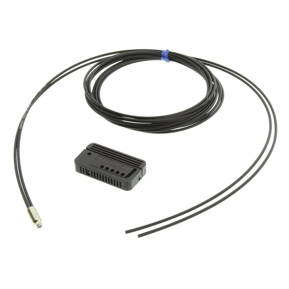 E32-DC200 Fiber Optic Sensor Head, Diffuse, M6 Cylindrical Axial, R25 Fiber, 2 m Cable