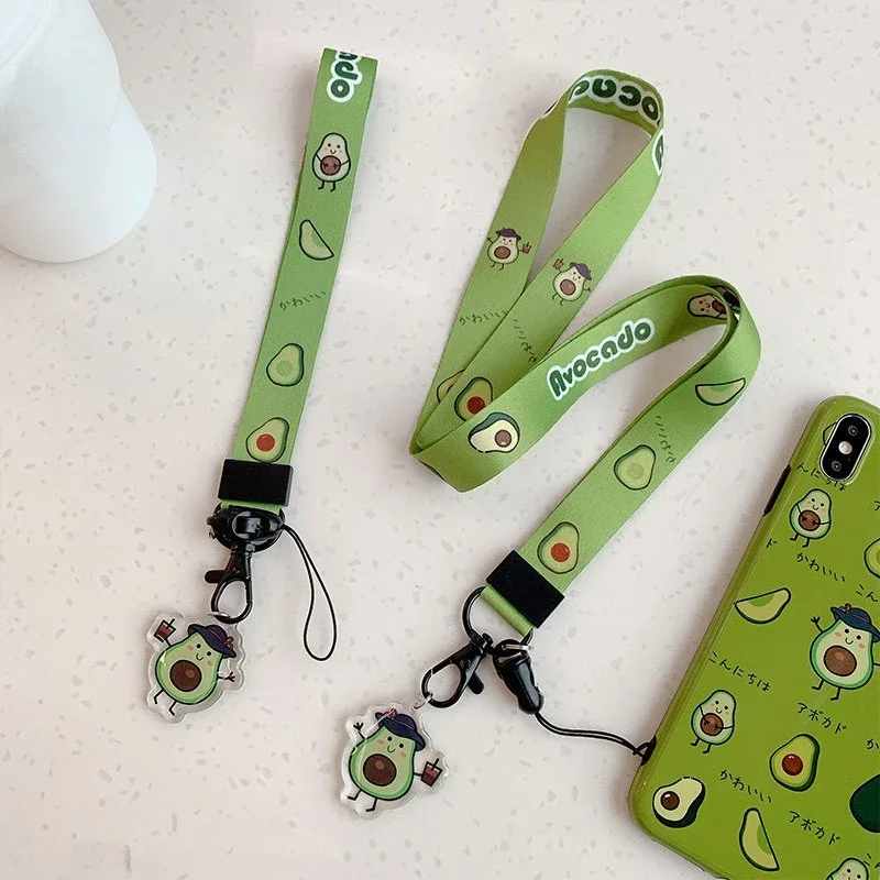 Kawaii Avocado Cellphone Neck Strap Wristband Landyard for Keys Mobile Neck Strap ID Tag Badge Holder Lanyards