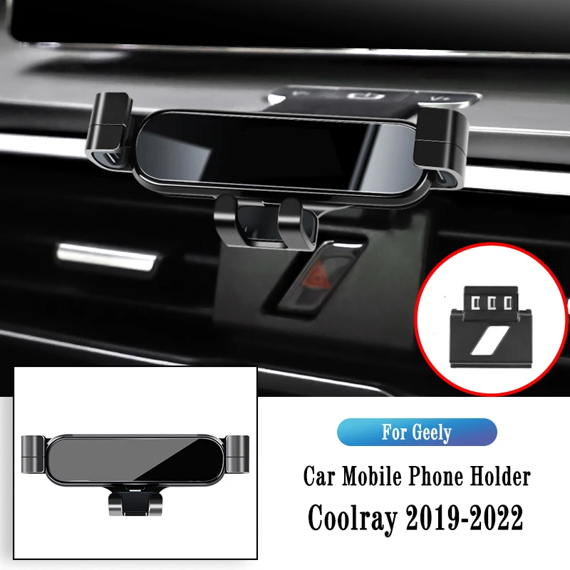 Car Phone Holder For Geely Coolray 2019-2022 Gravity Navigation Bracket GPS Stand Air Outlet Clip Rotatable Support Accessories