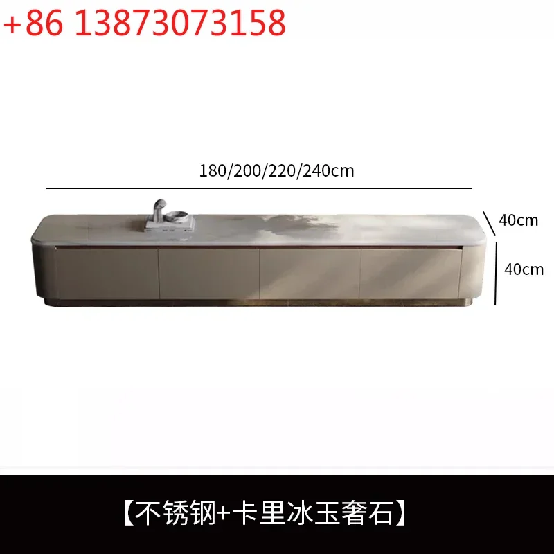 

Marble TV cabinet living room light luxury high-end bedroom floor cabinet coffee table combination