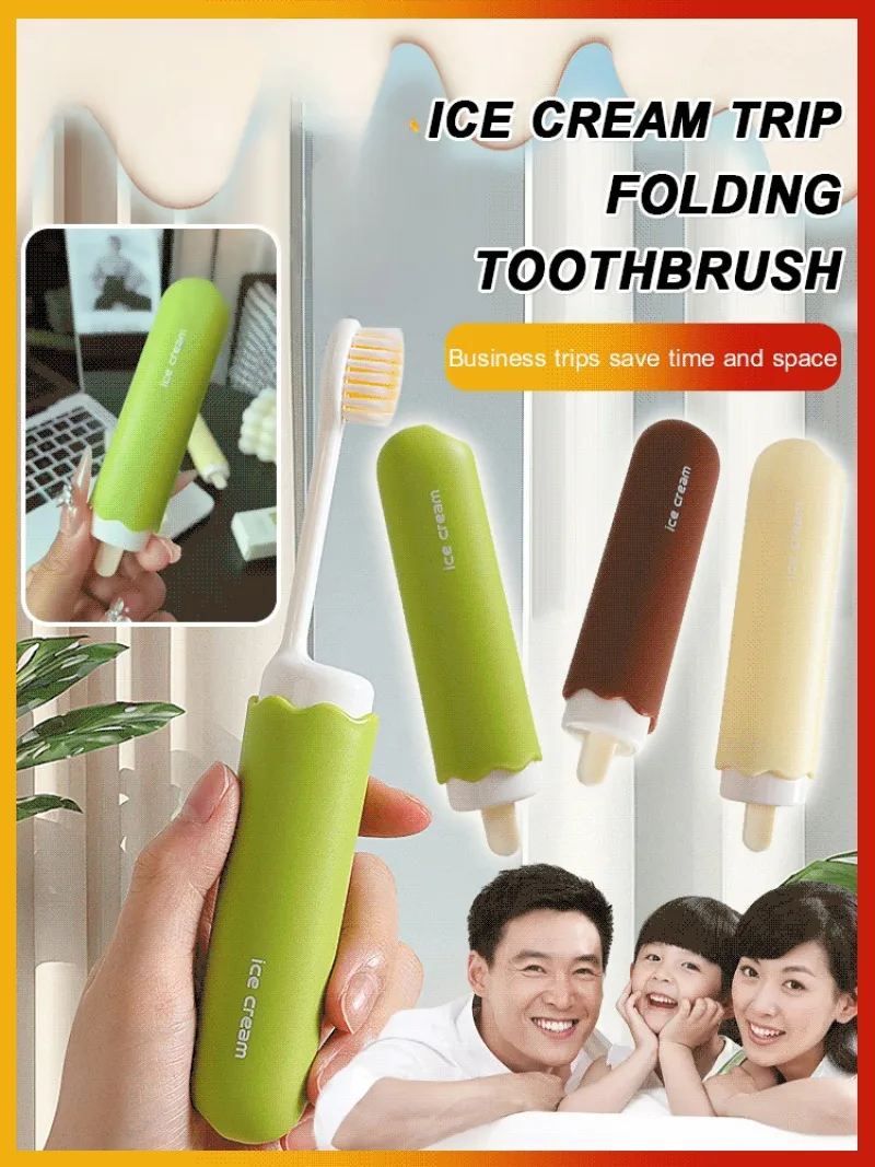 Folding toothbrush soft fine bristles brush head comfortable portable compact new travel essential multi-function toothbrush