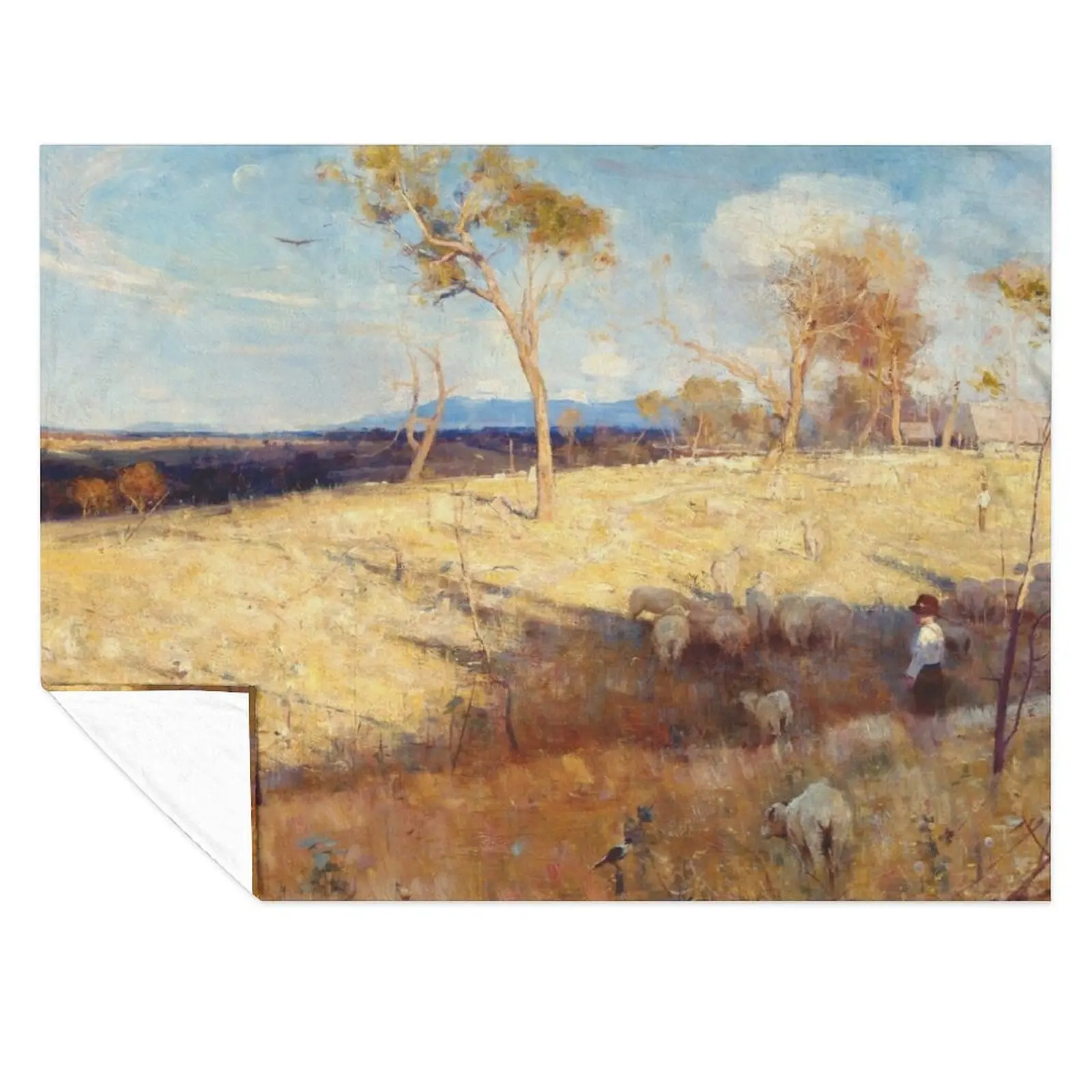 

Arthur Streeton - Golden summer, Eaglemont Throw Blanket Extra Large Throw Thermals For Travel Decoratives Picnic Blankets