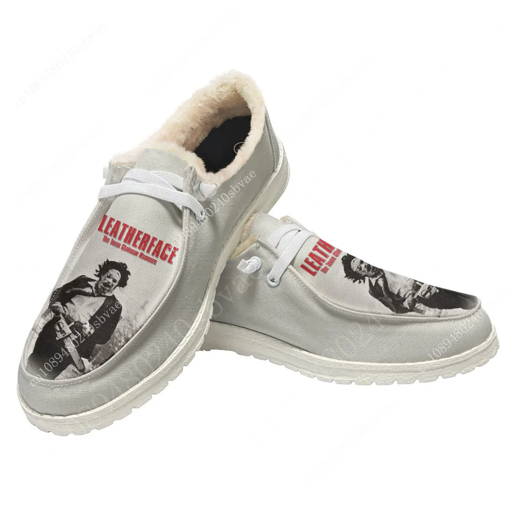 Texas Chainsaw Massacre Leatherface Plush Flat Shoes Breathable Outdoor Sneakers Lightweight Shoes Custom shoes Custom Made Shoe