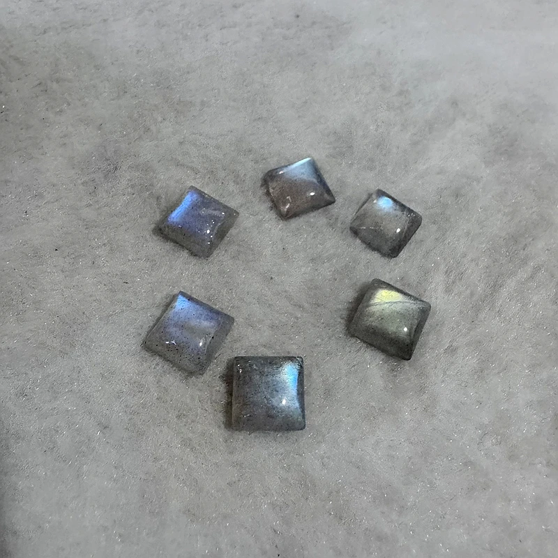 Wholesale 2pcs AA Quality Rianbow Fire Flash Labradorite Bead Cabochon 10mm Square Cushion Gemstone Cabochon Ring Face