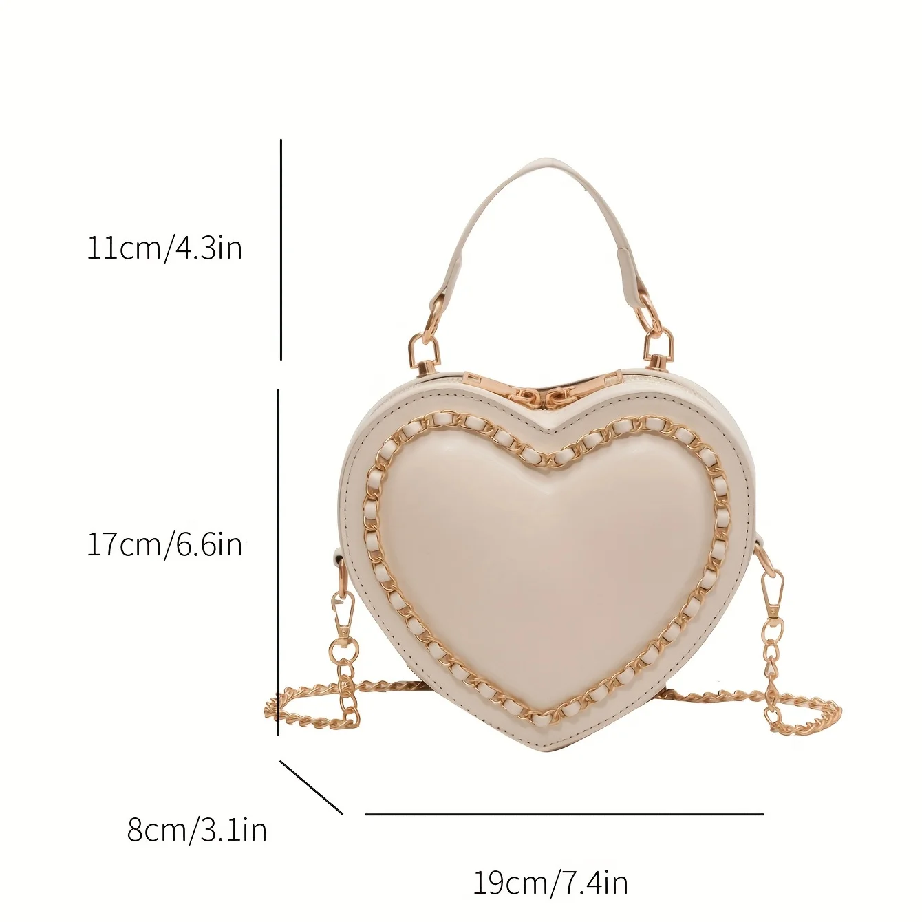 Y2K Heart Shaped Handbags, Fashion Chain Decor Crossbody Bag, Women\'s Small Love Purses Valentine\'s Day gift