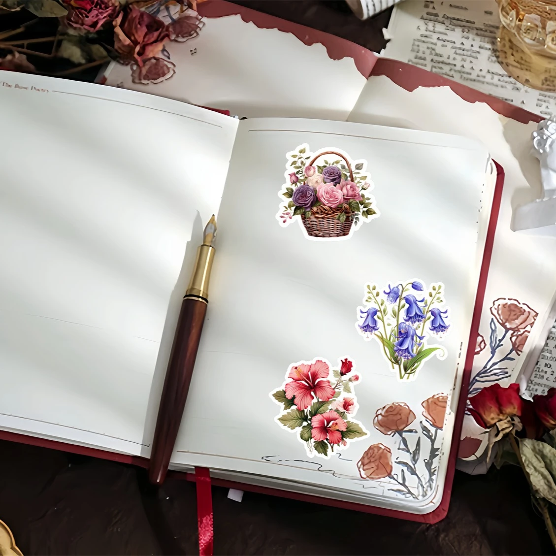 

15 шт., милые ретро фиолетовые наклейки с розами, водостойкая наклейка для ноутбука, альбом, дневник, канцелярские принадлежности, планировщик, скрапбукинг