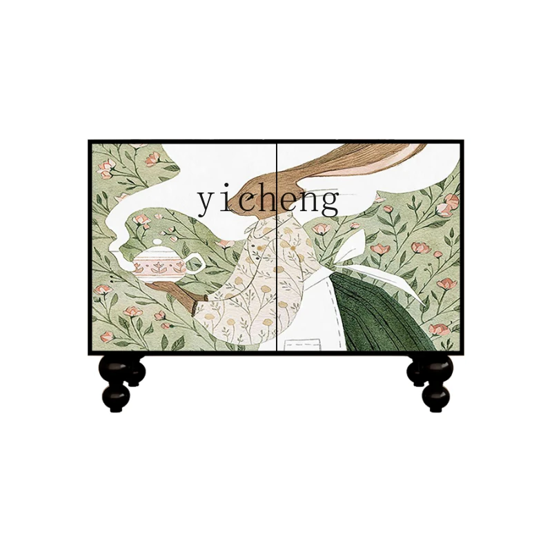 

Household Living Room Entrance Entrance Cabinet Large Capacity Curio Cabinet Modern Bedroom Solid Wood Low Cabinet