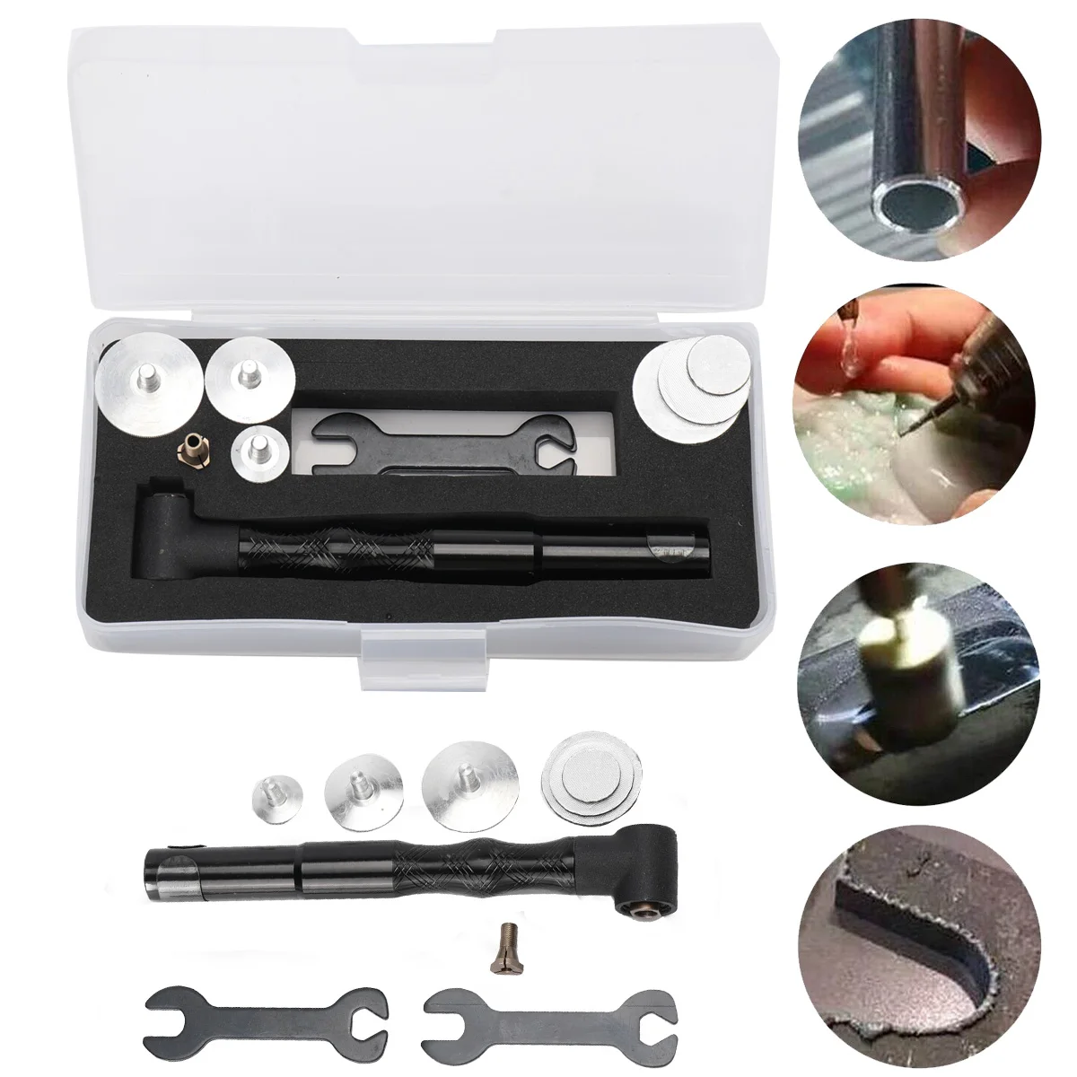 1 세트 90도 핸드 피스 + 드릴 척 그라인더 용 스테인레스 샤프트 전기 90도 팔꿈치 그라인더 핸들 연삭기