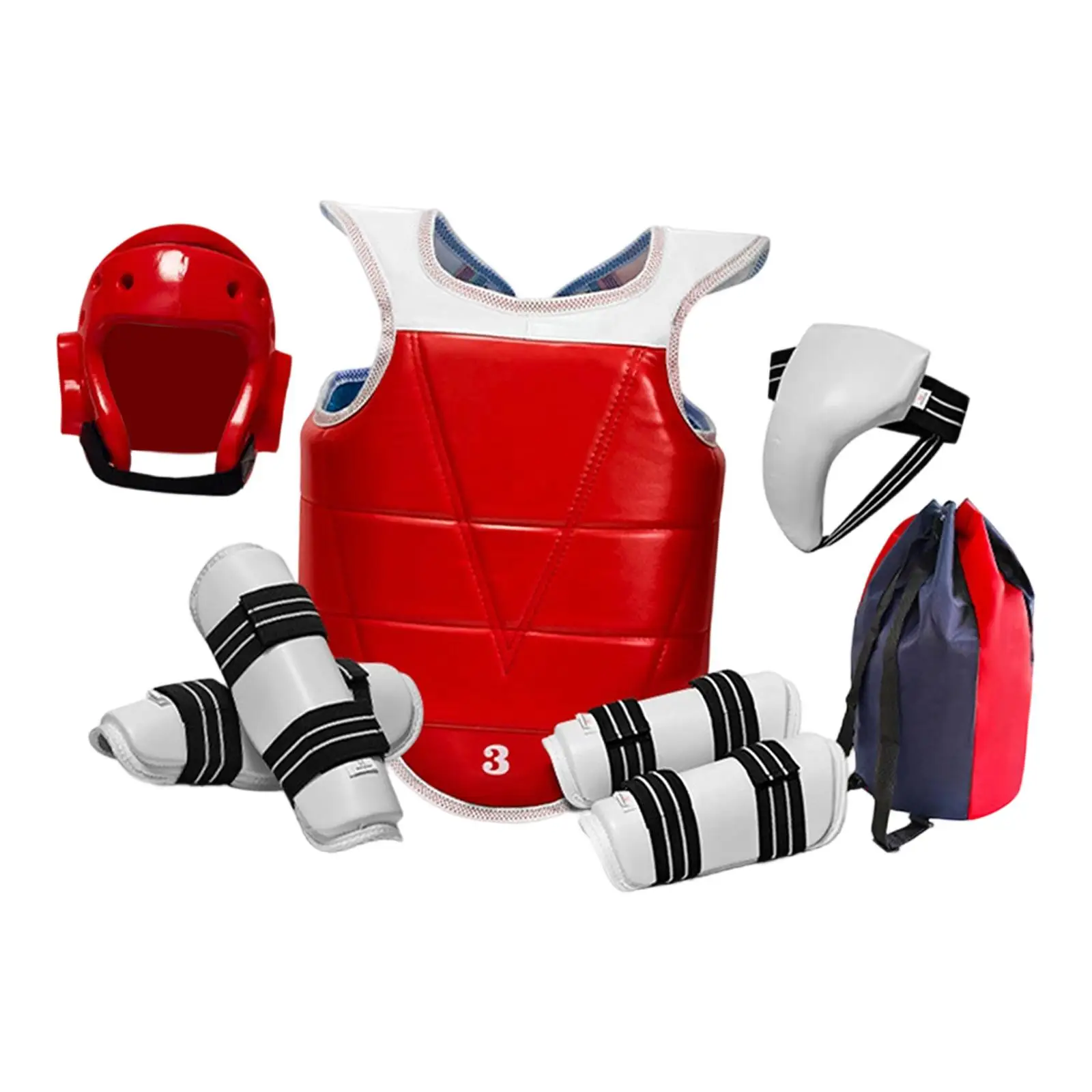 Complete Taekwondo Sparring Gear Set for Boxing Muay Thai with Storage Bag