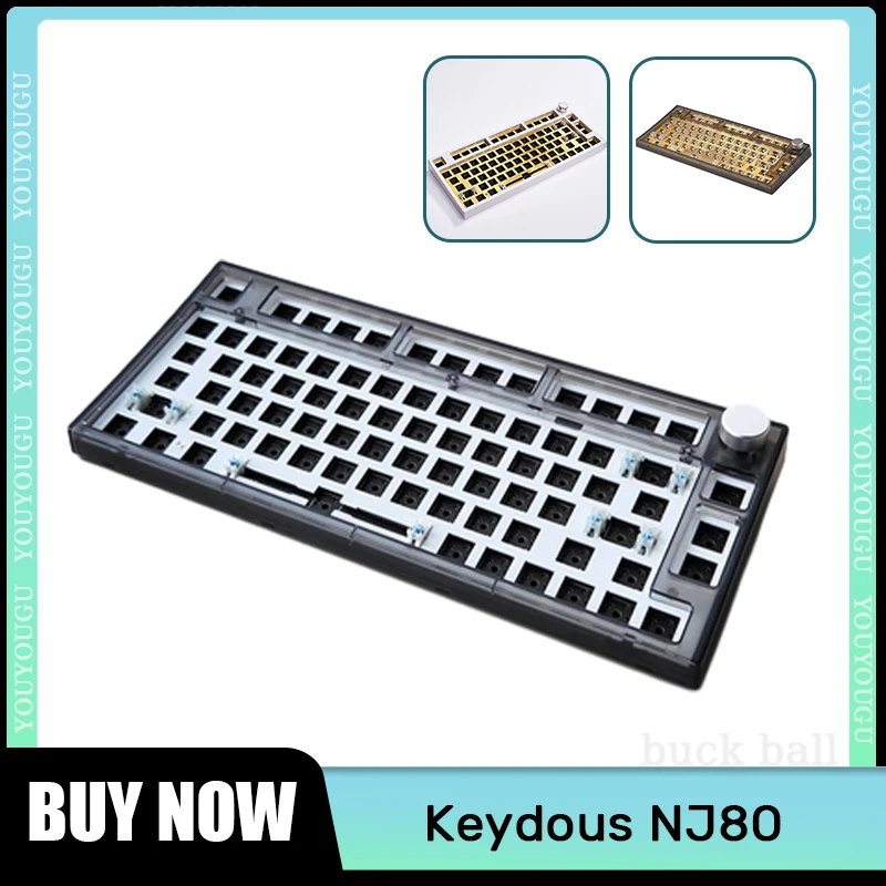 Keydous NJ80 Wireless Mechanical Keyboard Kit 3-Mode Aluminium Steel Brass Keyboard Kit Hot-Swap 75% RGB DIY Customize Keyboards