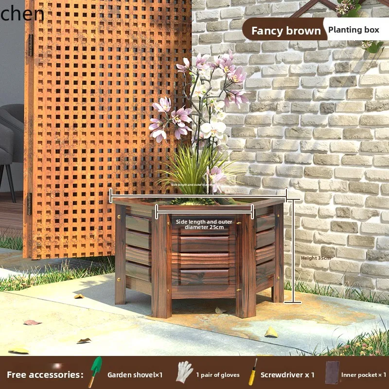 ZML Flower Box Outdoor Courtyard Fruit Tree Planting Box Villa Entrance Iron Tree Large Flower Pot Tree Planting Box Tray