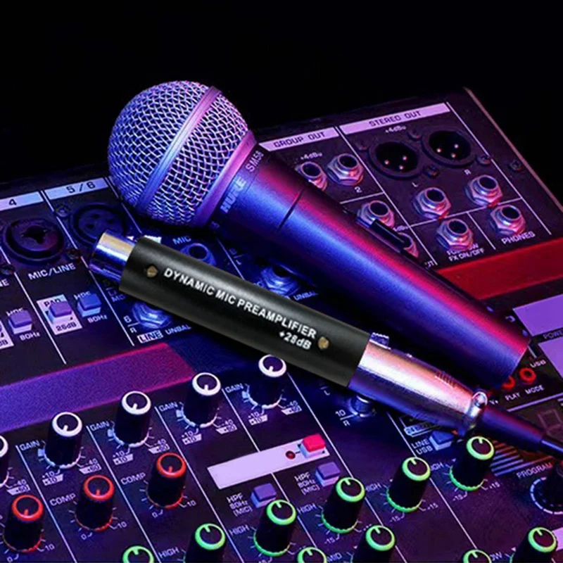 【Hot Cake】 Preamplificatore microfonico 3X per amplificatore microfonico dinamico a guadagno DM1 28DB per microfoni a nastro dinamici e passivi